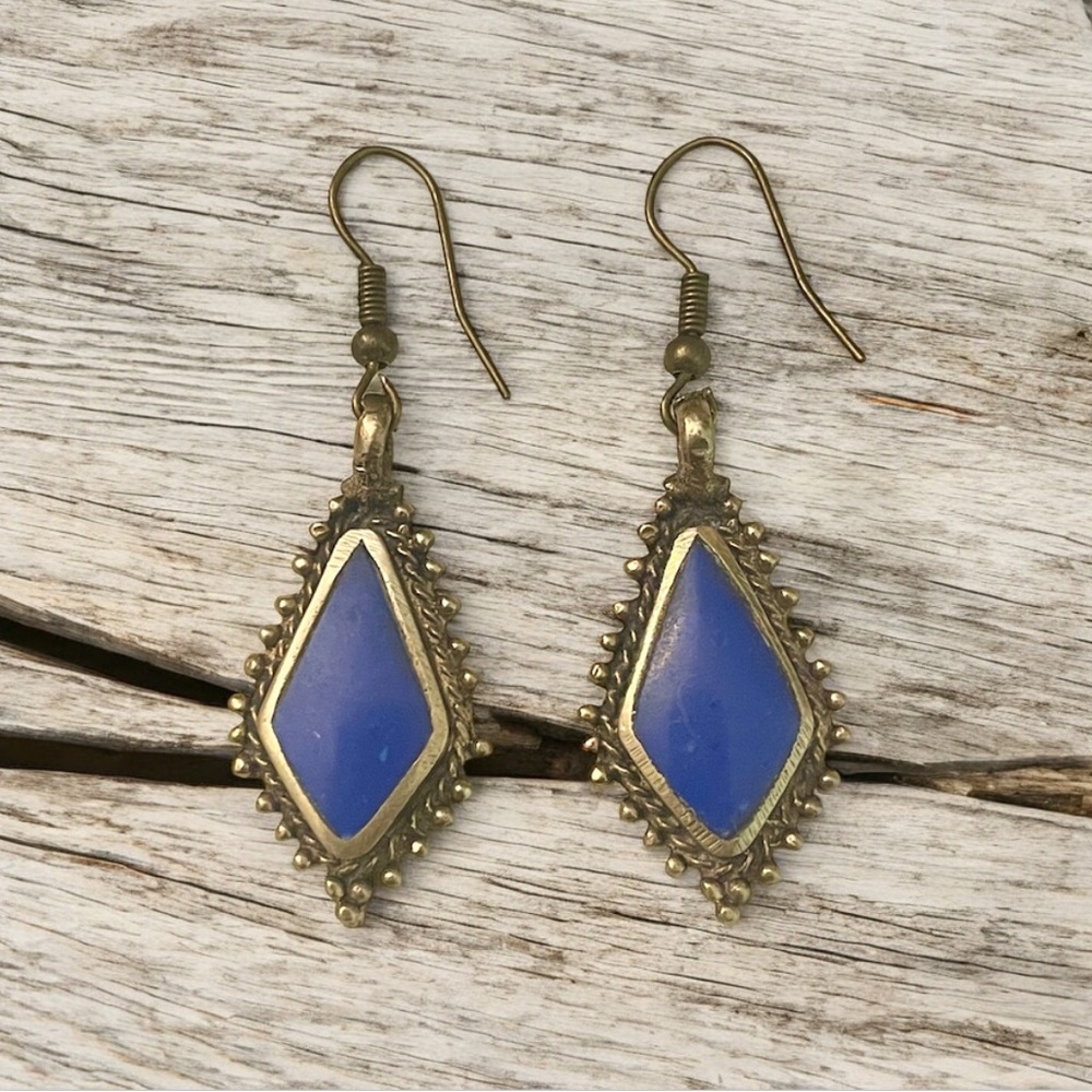 Handmade Lapis Lazuli Gold Earrings